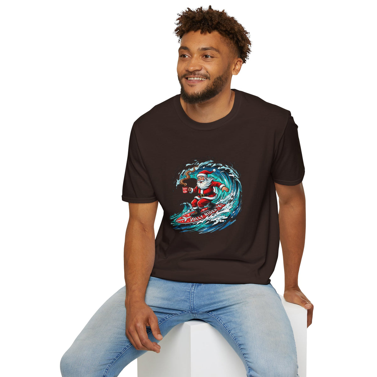Santa Surfing T-Shirt — Surfing Santa Christmas Tee
