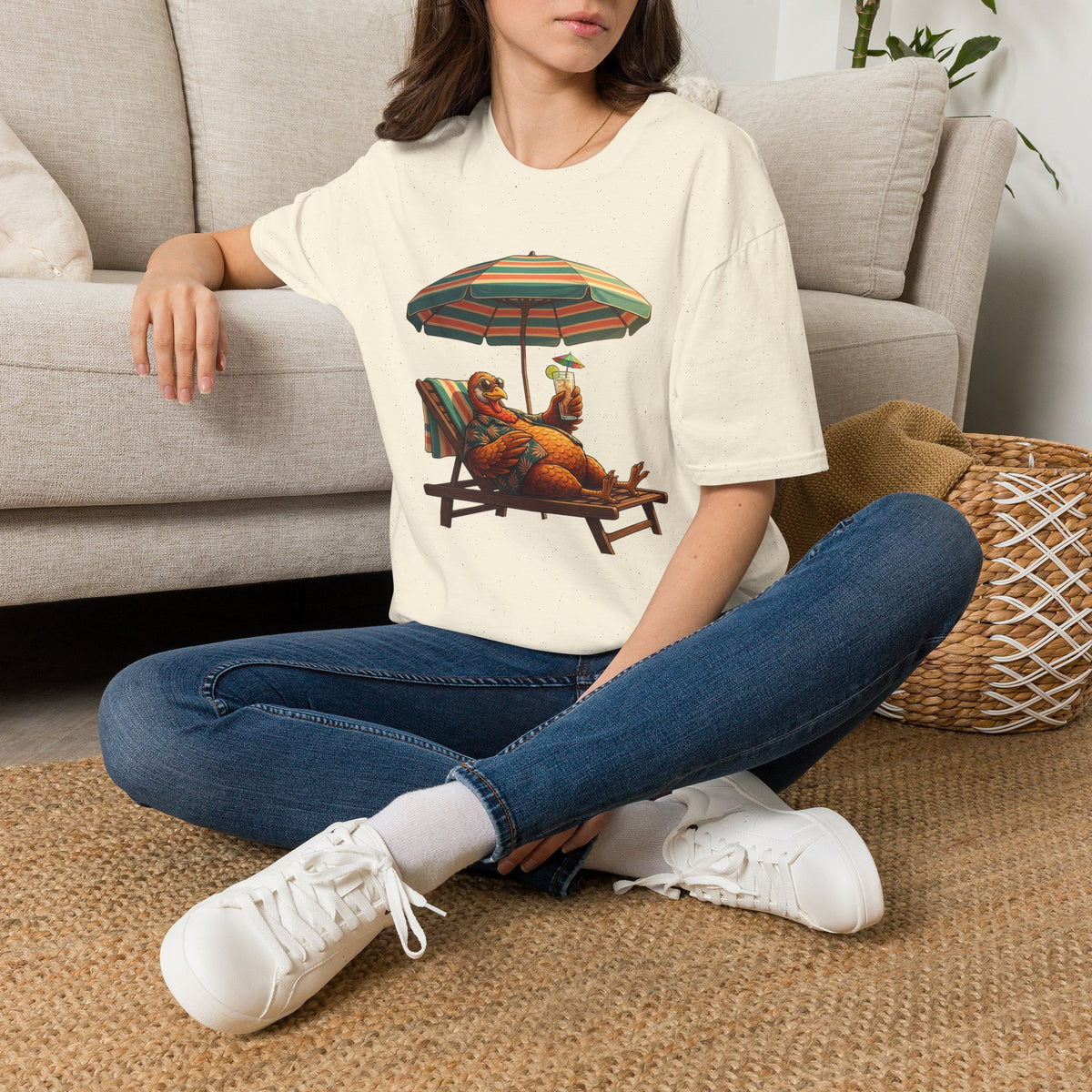 Beach Dog T‑Shirt — Relaxing Dachshund Under Umbrella Graphic Tee