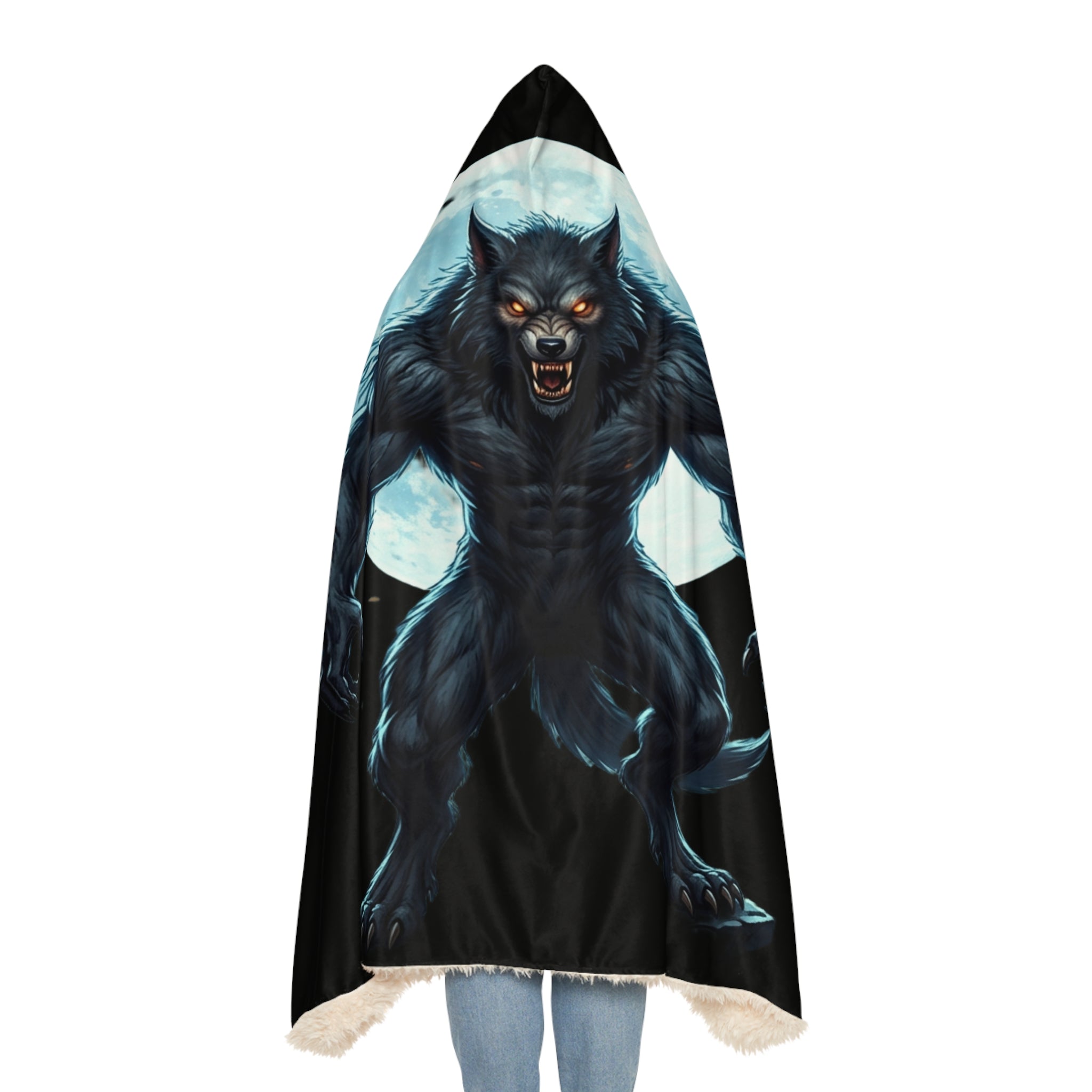 Werewolf Moon Hooded Blanket - Cozy Snuggle Throw for Halloween & Gifts