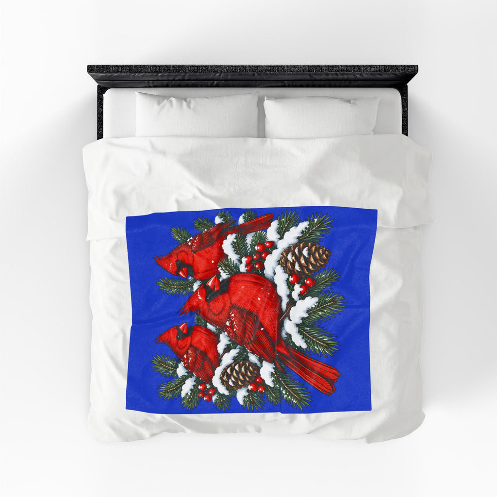 Cardinal Christmas Velveteen Plush Blanket