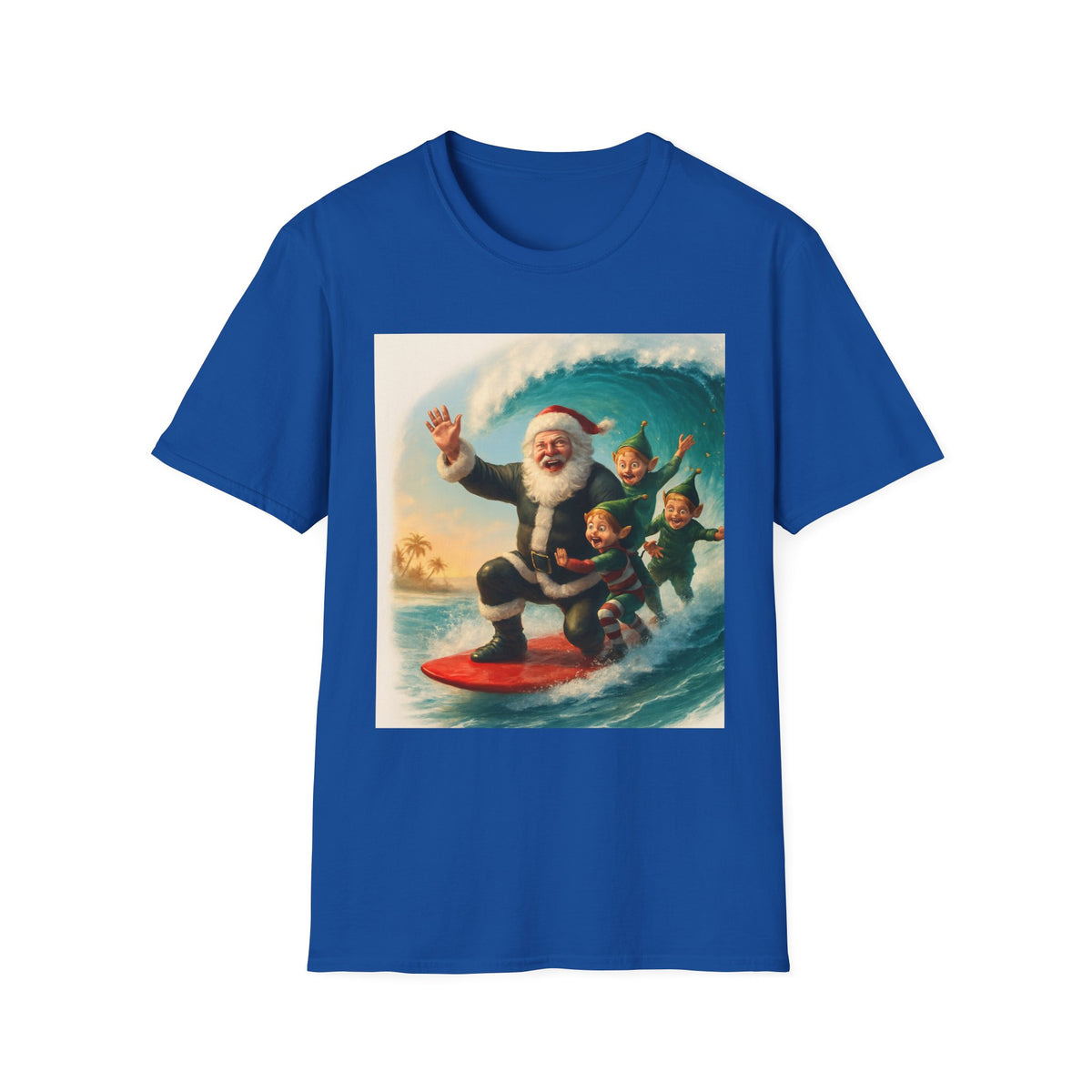 Santa Surfing T-Shirt — Retro Christmas Surfing Santa Tee