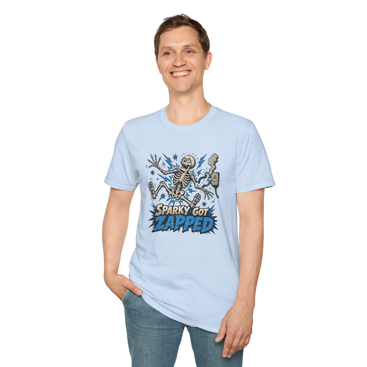 Sparky Got Zapped Skeleton Lightning T-Shirt