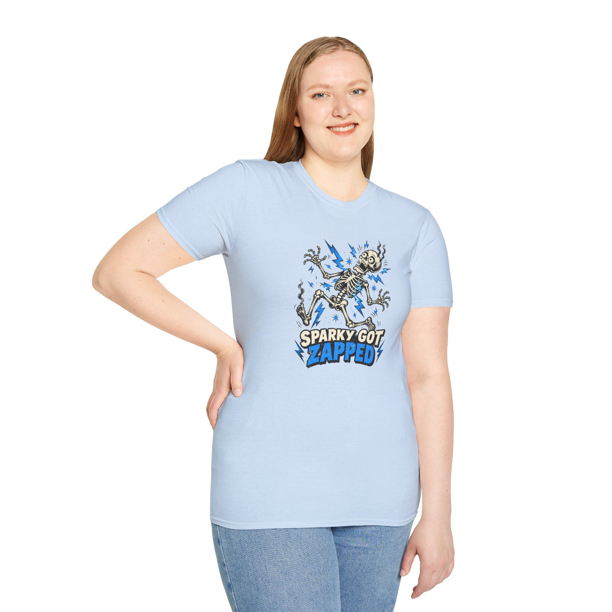 Sparky Got Zapped Skeleton Graphic T-Shirt