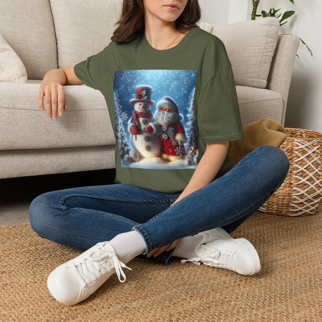 Christmas Santa & Snowman T-Shirt — Holiday Winter Scene Tee