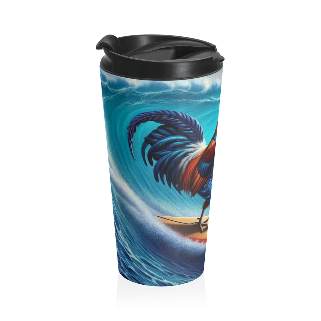 Surfing Rooster Stainless Steel Travel Mug (15oz)