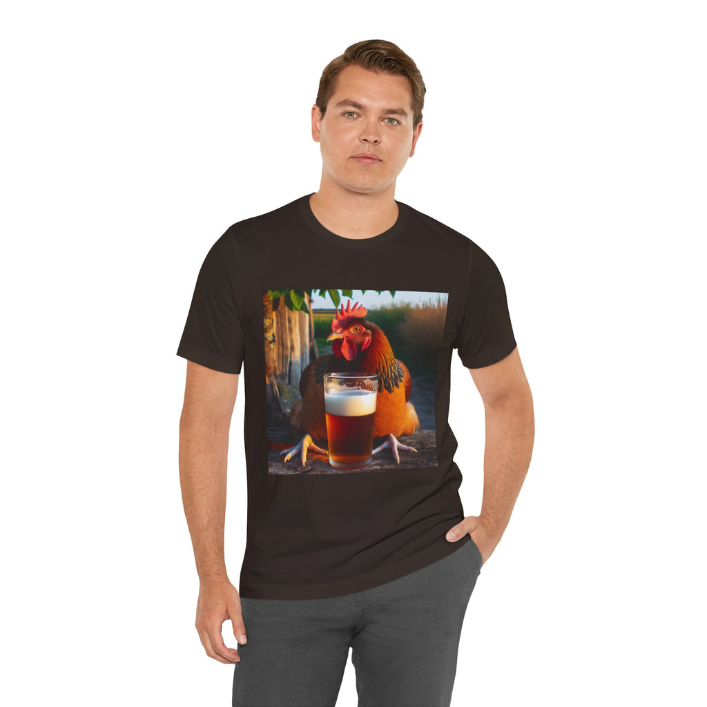 Funny Rooster with Beer Graphic Unisex T-Shirt