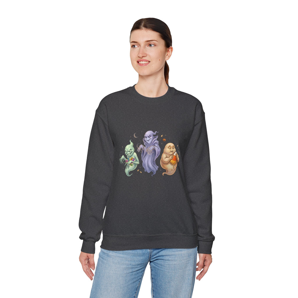 Three Quirky Ghosts Halloween Unisex Heavy Blend Crewneck Sweatshirt