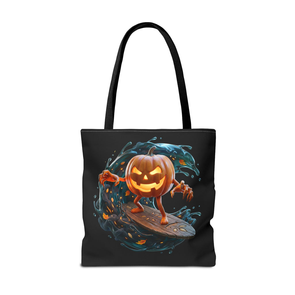 Halloween Pumpkin Surf Tote Bag — Spooky Jack-O'-Lantern Surfing Beach Tote