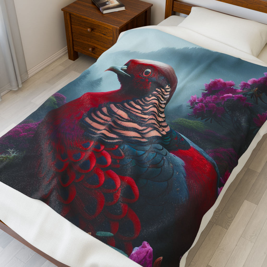Velveteen Plush Blanket - Colorful Bird 2