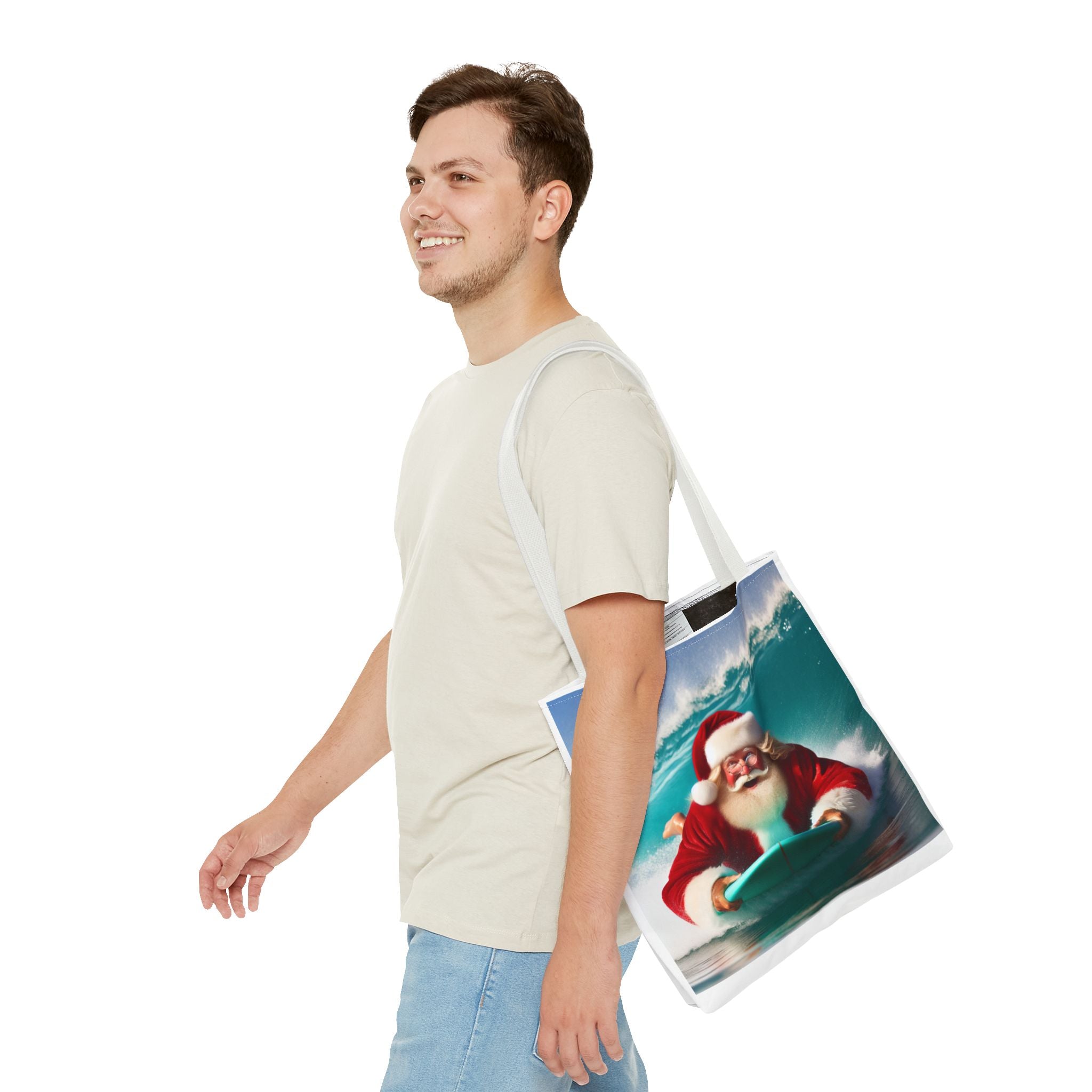 Christmas Surfing Santa Tote Bag – Festive Beach Holiday Shopper