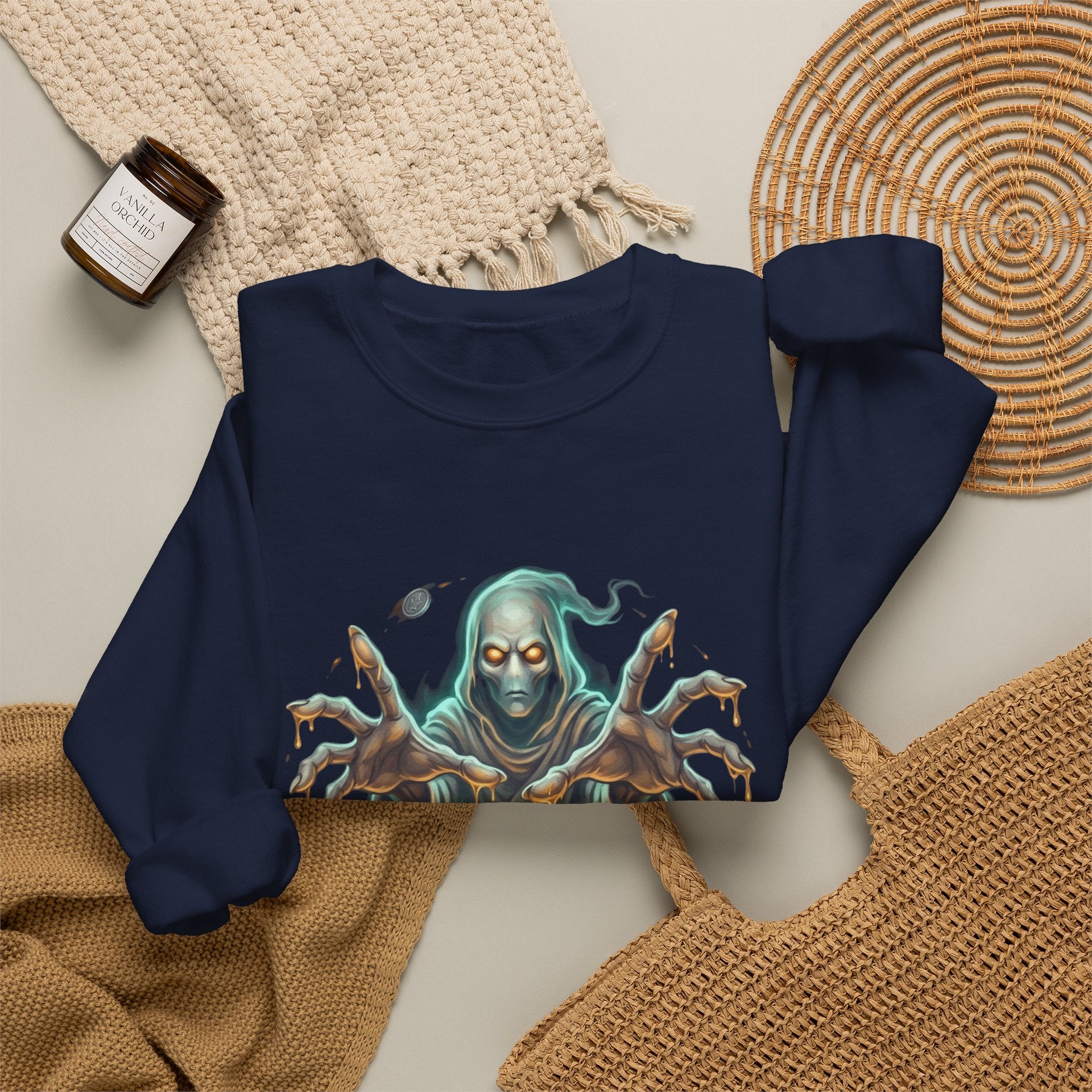 Hooded Wraith Halloween Crewneck Sweatshirt