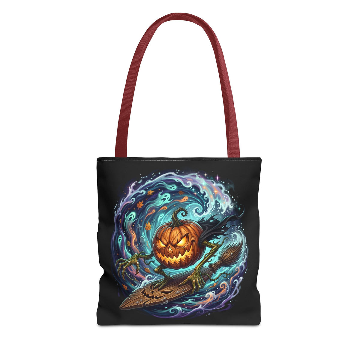 Halloween Surfing Pumpkin Tote Bag — Spooky Jack-o'-Lantern Beach Wave Tote