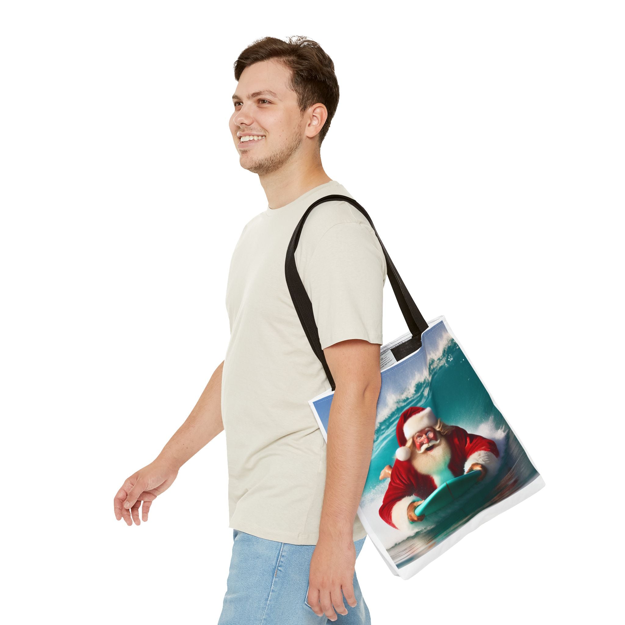 Christmas Surfing Santa Tote Bag – Festive Beach Holiday Shopper