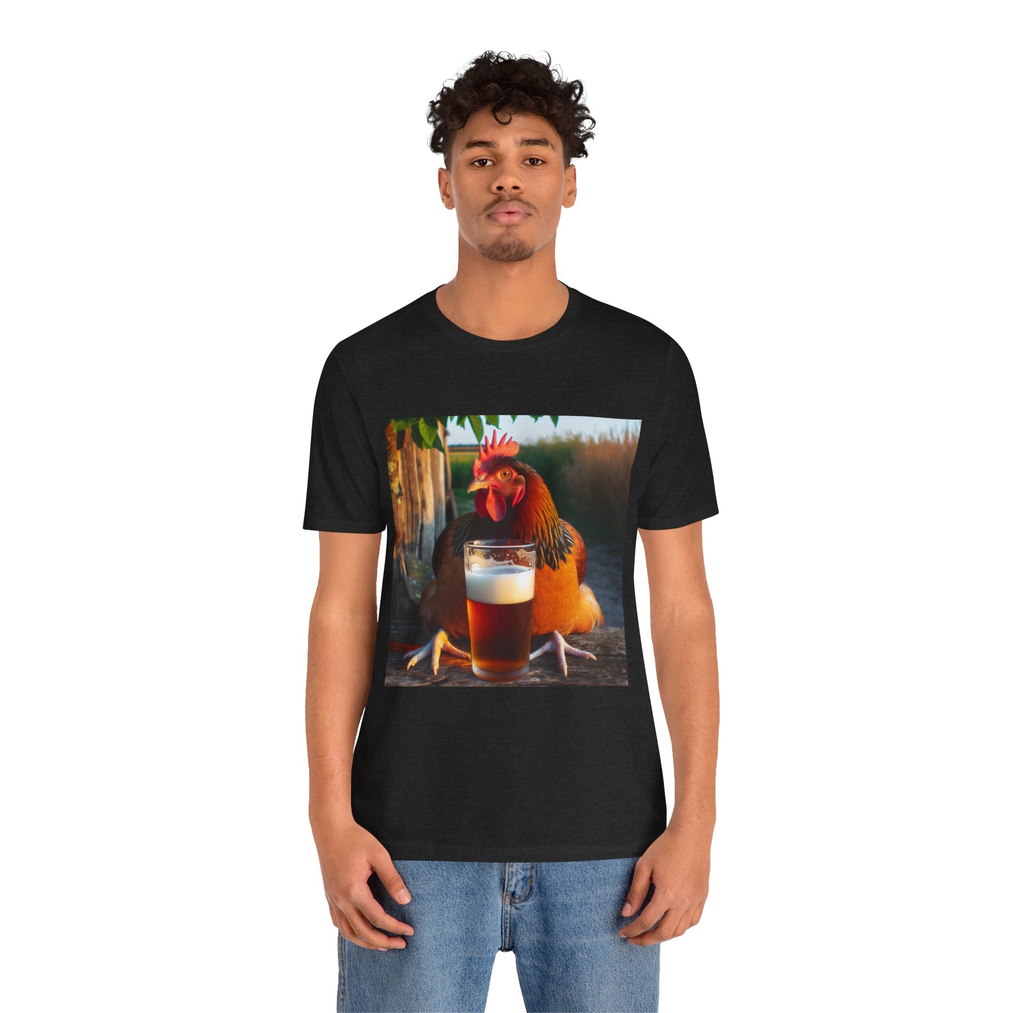 Funny Rooster with Beer Graphic Unisex T-Shirt