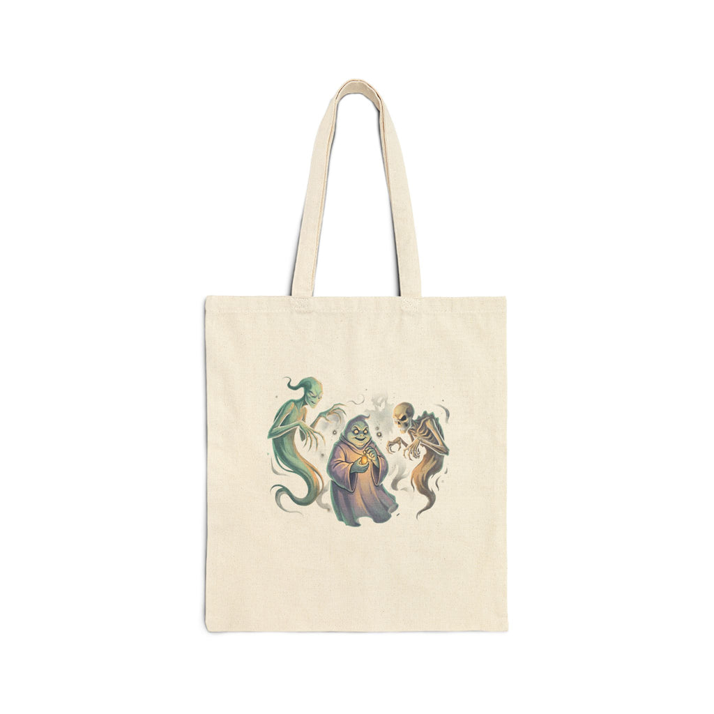 THREE LITTLE GHOST Cotton Canvas Tote Bag