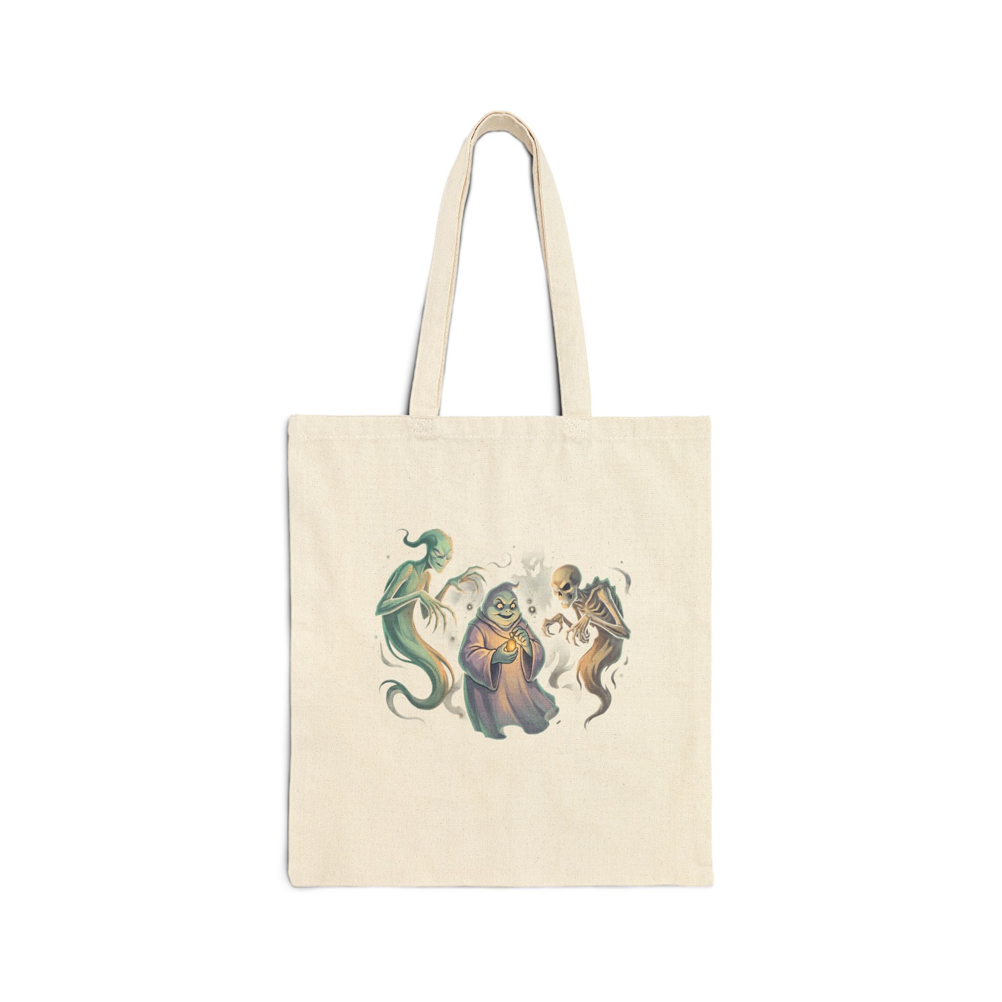 THREE LITTLE GHOST Cotton Canvas Tote Bag
