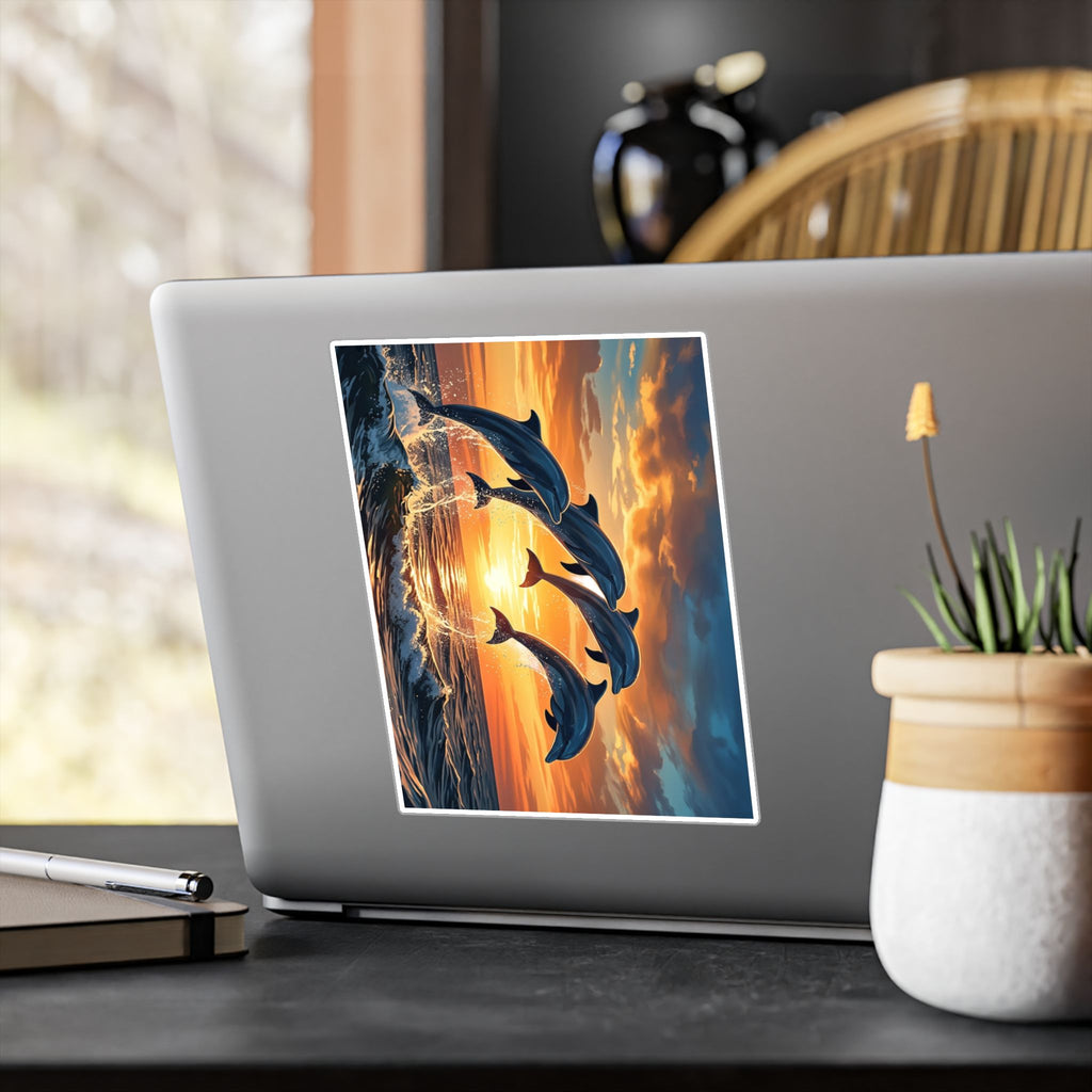 Dolphin Sunset Kiss-Cut Vinyl Decal