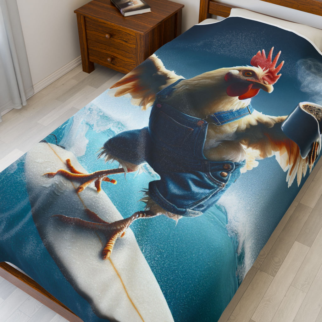 Velveteen Plush Blanket - Rooster Surfing