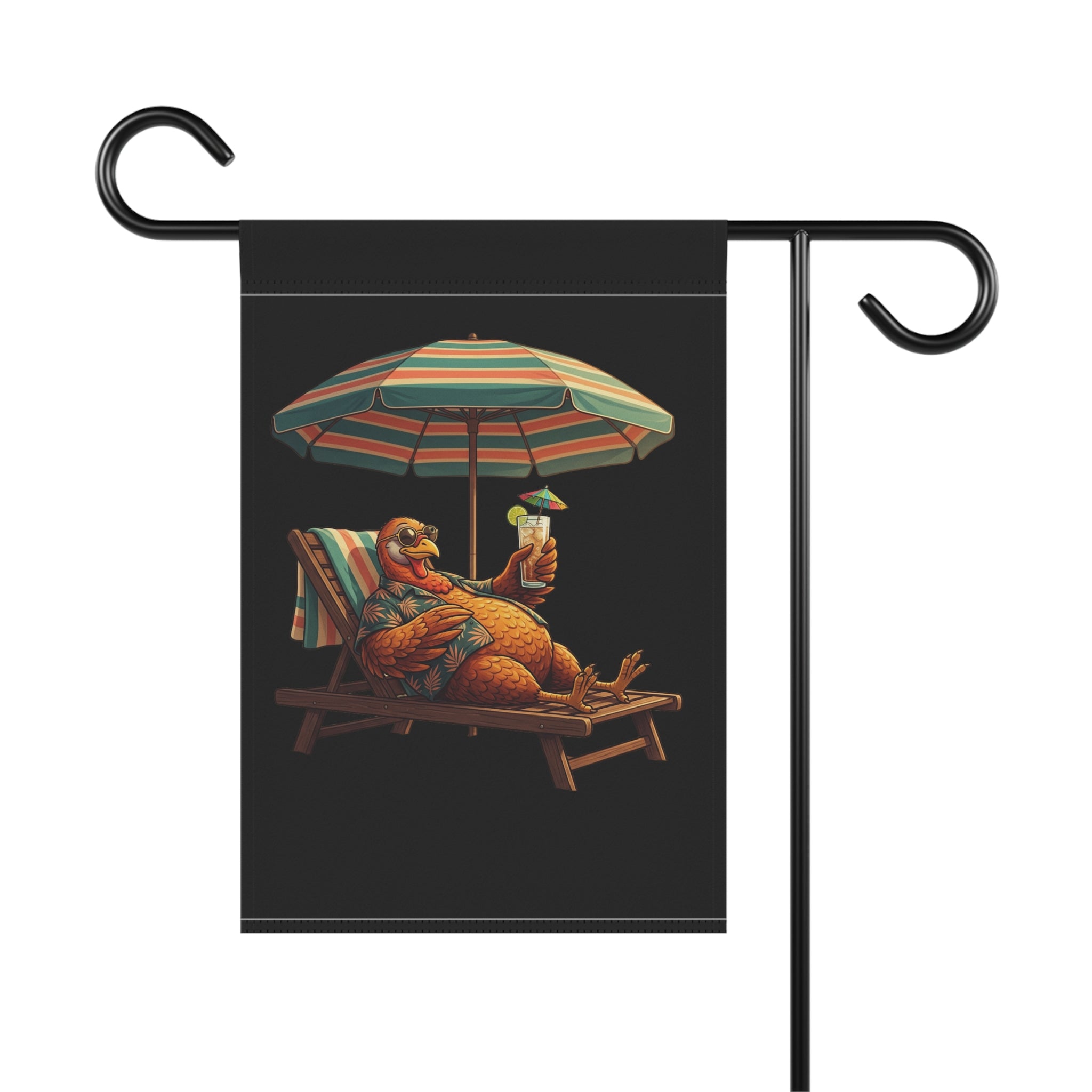 Garden Flag — Relaxed Turkey Lounging With Drink Garden & House Banner