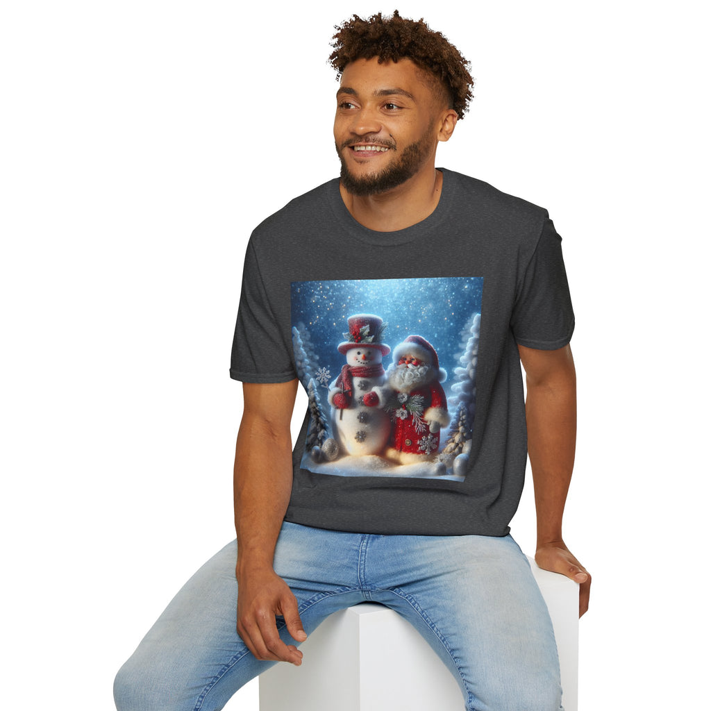 Christmas Santa & Snowman T-Shirt — Holiday Winter Scene Tee