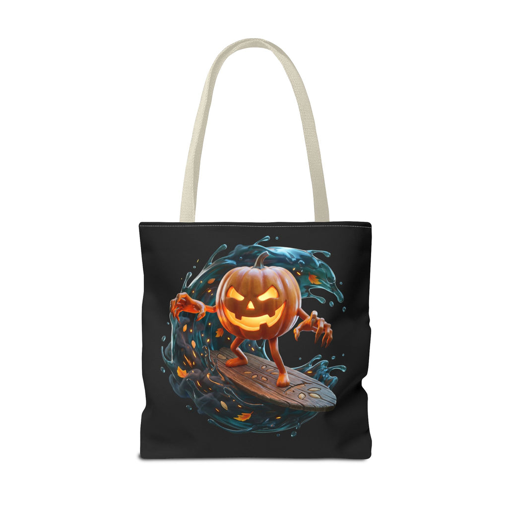 Halloween Pumpkin Surf Tote Bag — Spooky Jack-O'-Lantern Surfing Beach Tote