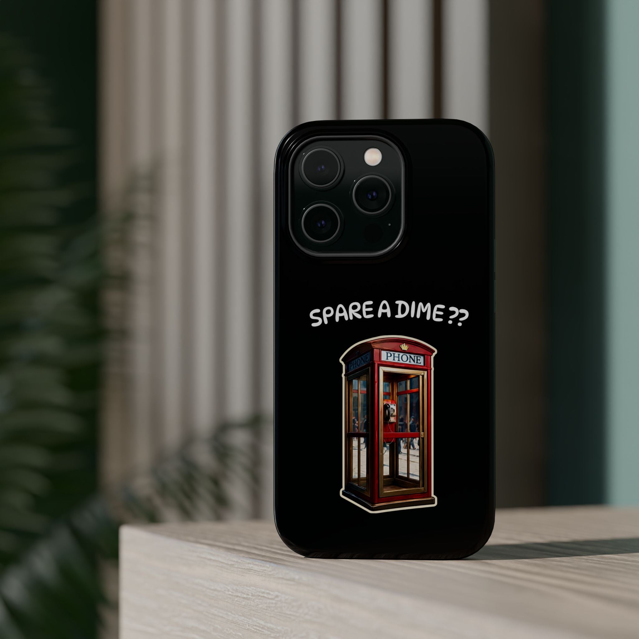 Phone Case — 'Spare a Dime?' Retro Phone Booth Magnetic Impact‑Resistant Case