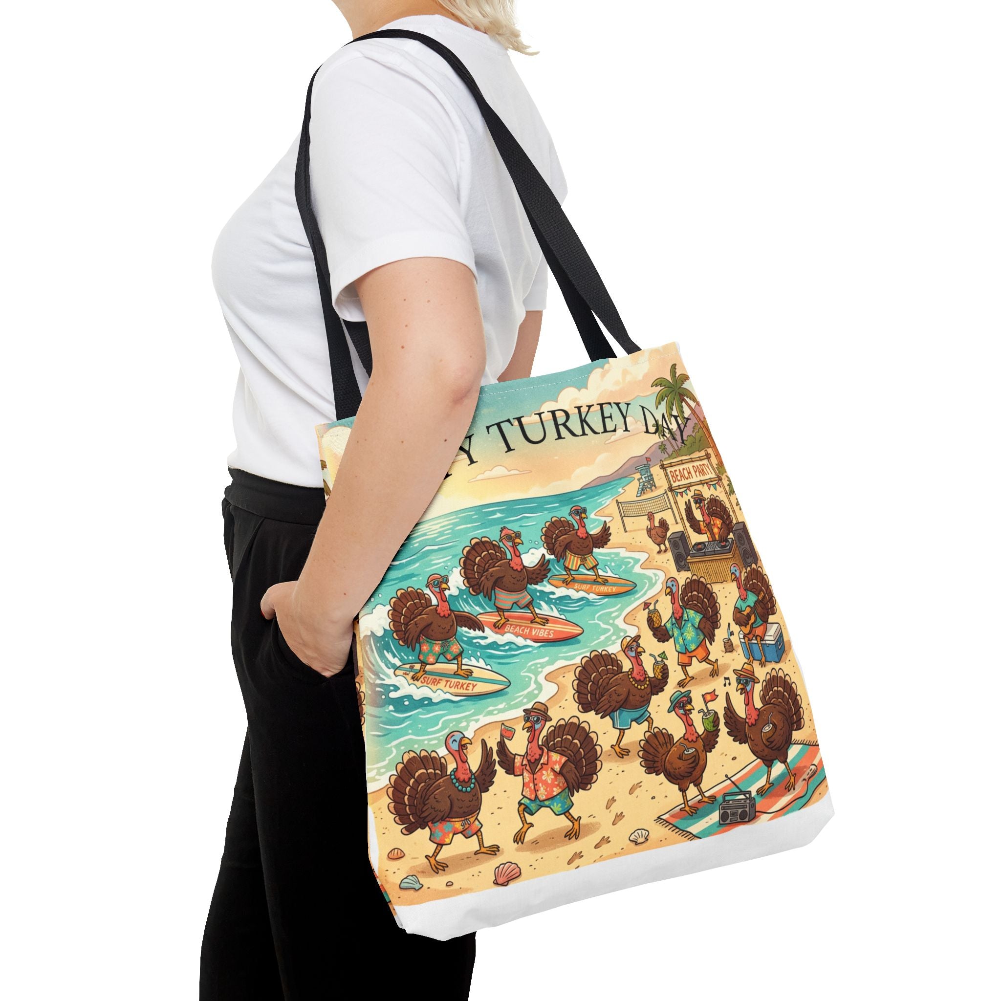 Turkeys Beach Tote Bag – Funny Thanksgiving Summer Beach Tote