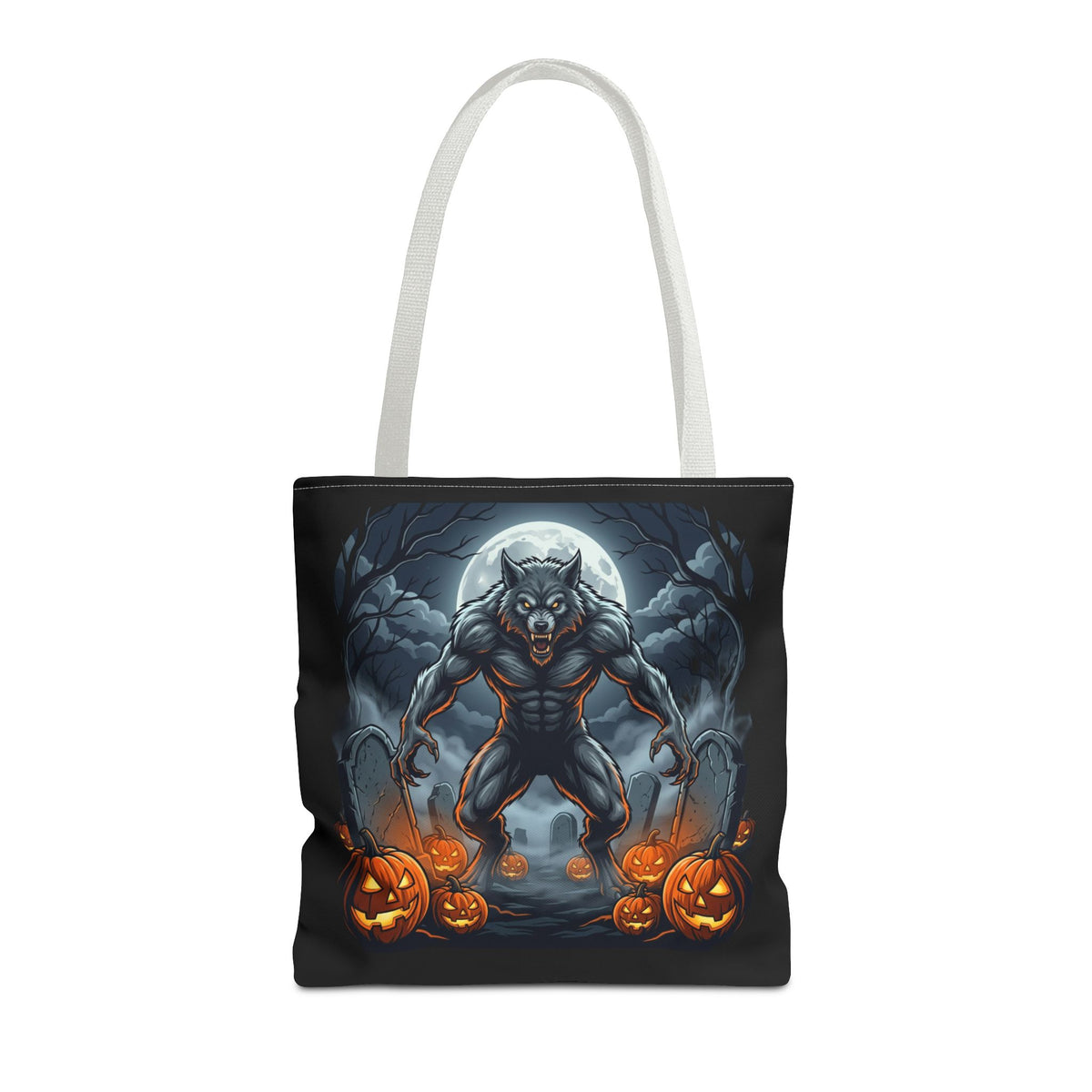Werewolf Halloween Tote Bag — Full Moon Pumpkin Horror AOP Tote