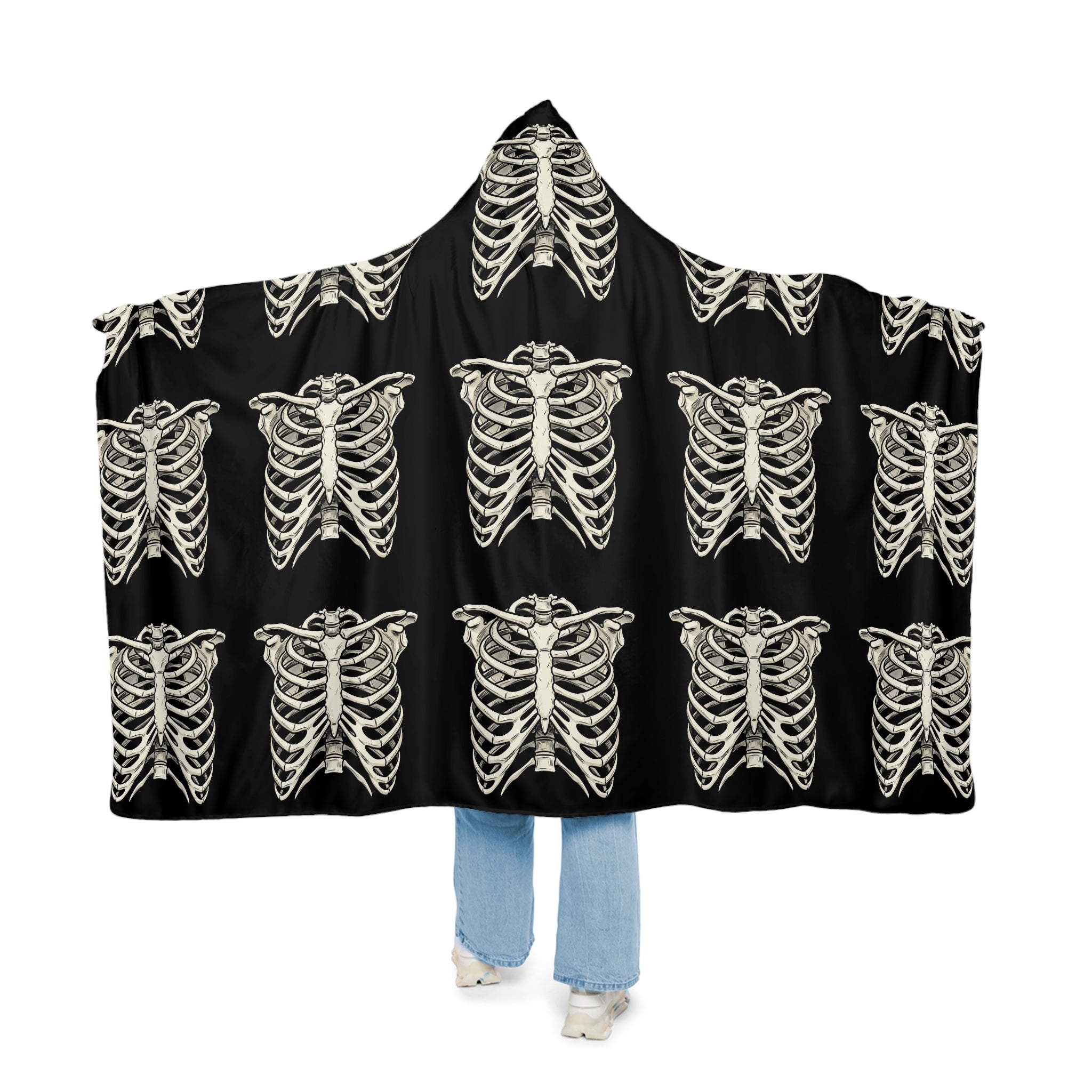 Hooded Skeleton Ribcage Snuggle Blanket – Cozy Halloween Throw