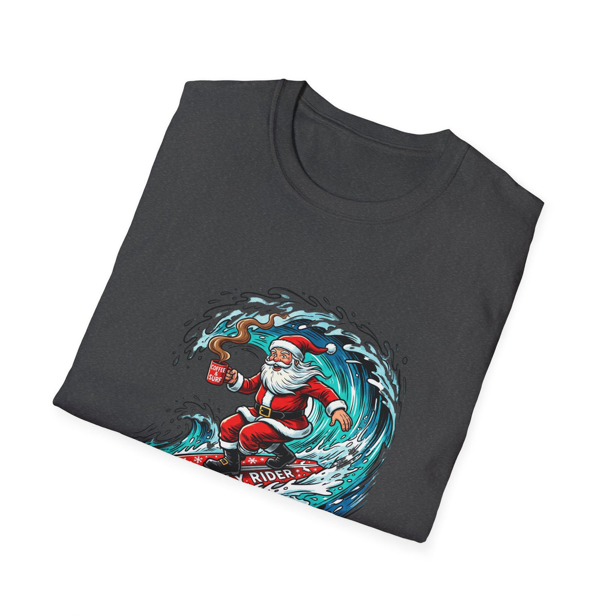 Santa Surfing T-Shirt — Surfing Santa Christmas Tee