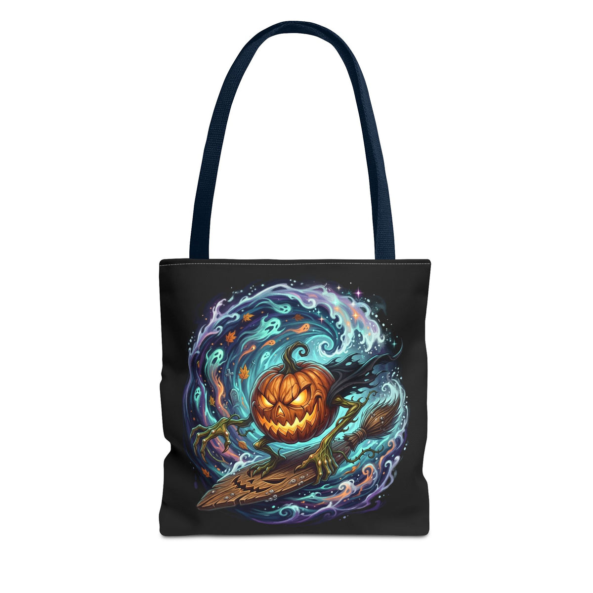Halloween Surfing Pumpkin Tote Bag — Spooky Jack-o'-Lantern Beach Wave Tote