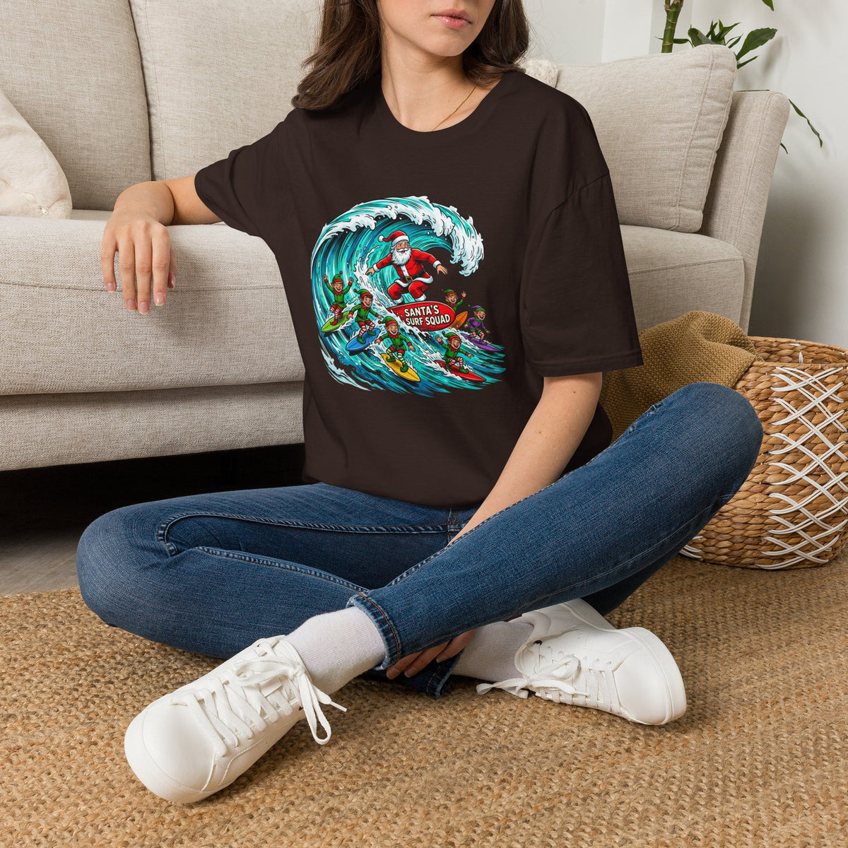 Santa’s Surf Christmas T-Shirt – Tropical Holiday Gift