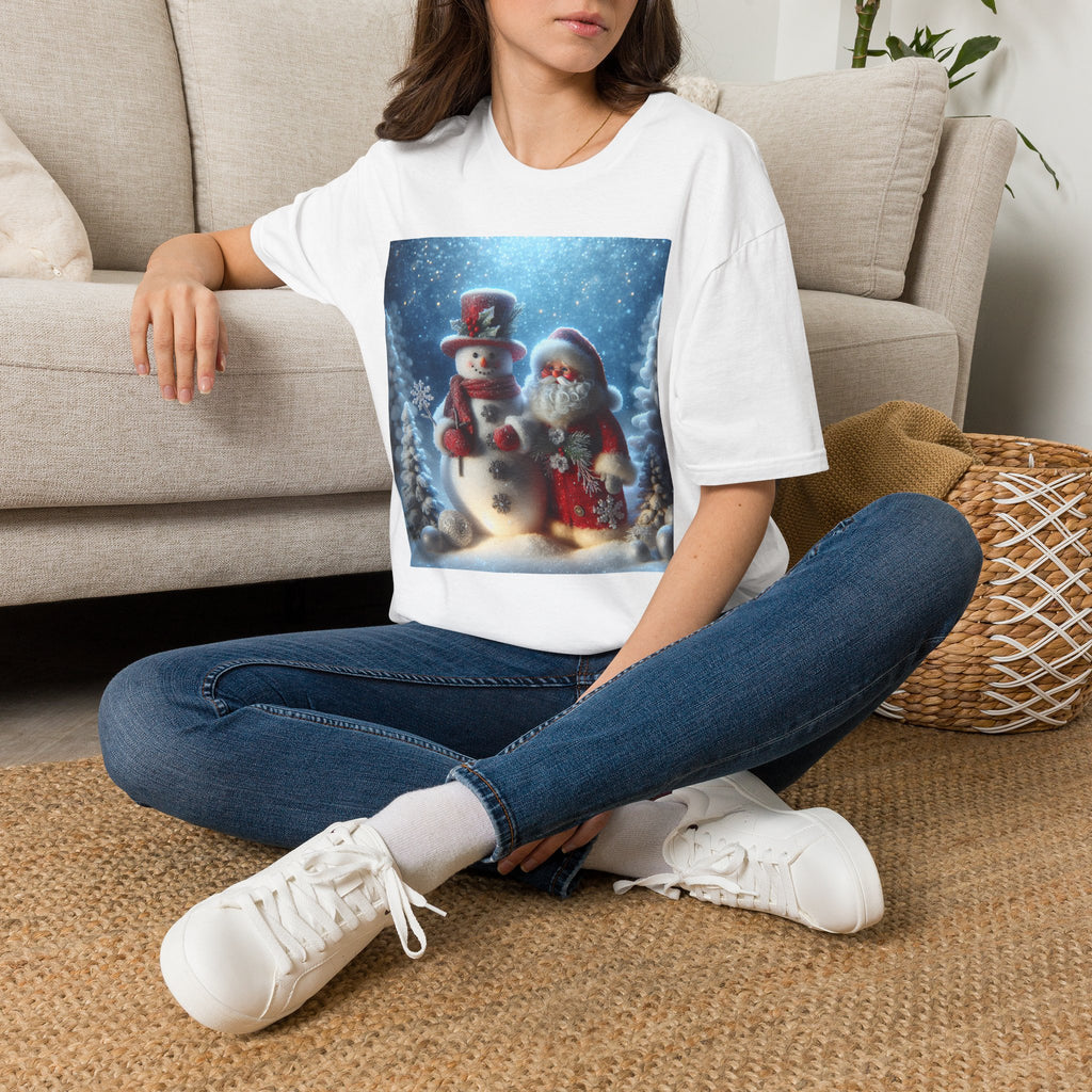 Christmas Santa & Snowman T-Shirt — Holiday Winter Scene Tee