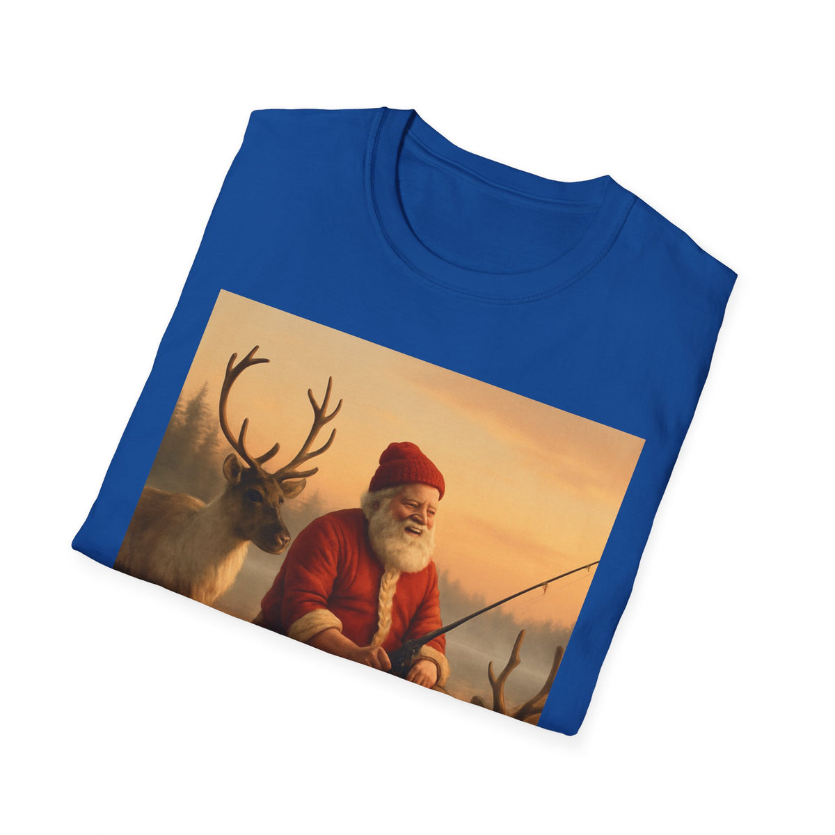 Santa Fishing with Reindeer T-Shirt