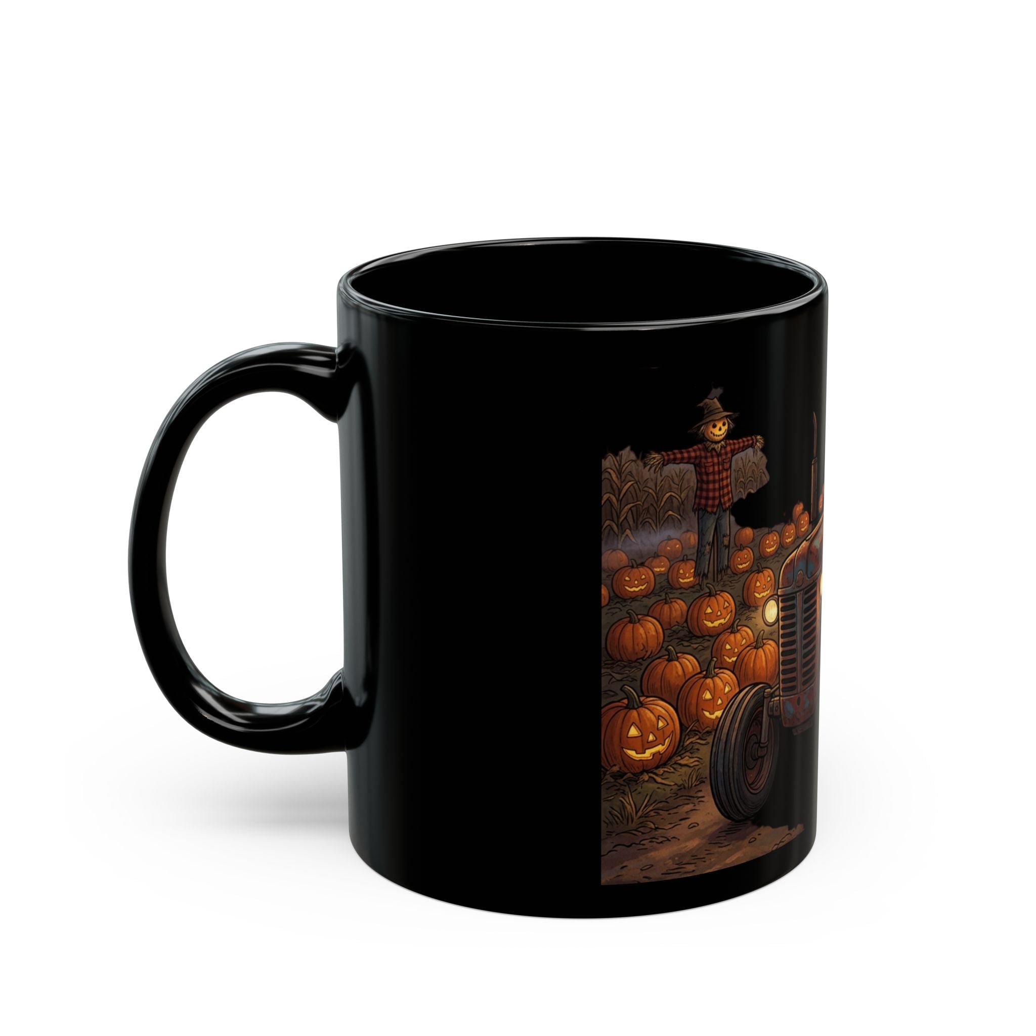 Halloween Skeleton Tractor Mug — Pumpkin Patch Spooky Coffee Cup (11oz/15oz)