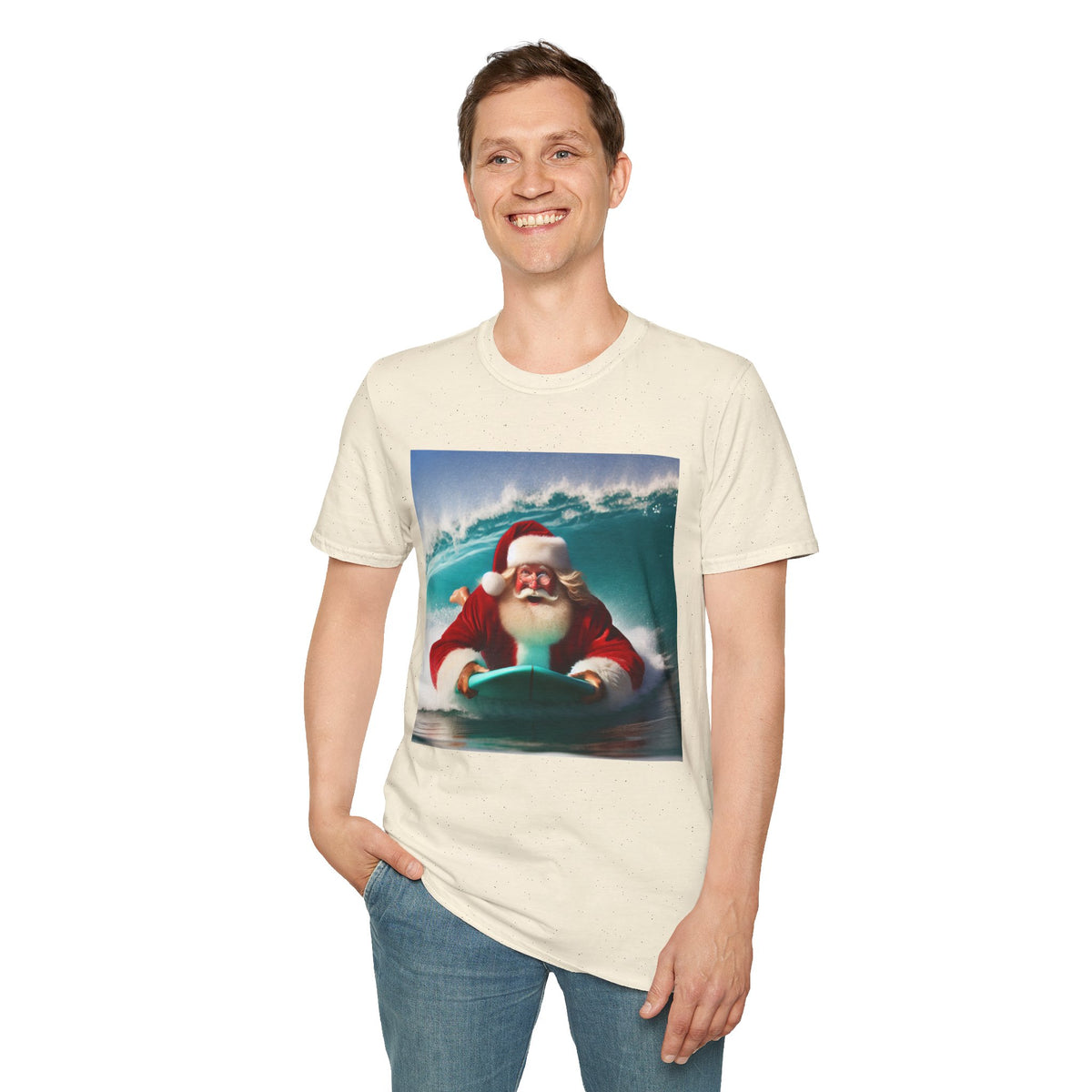 Surfing Santa T-Shirt — Funny Christmas Surf Holiday Tee