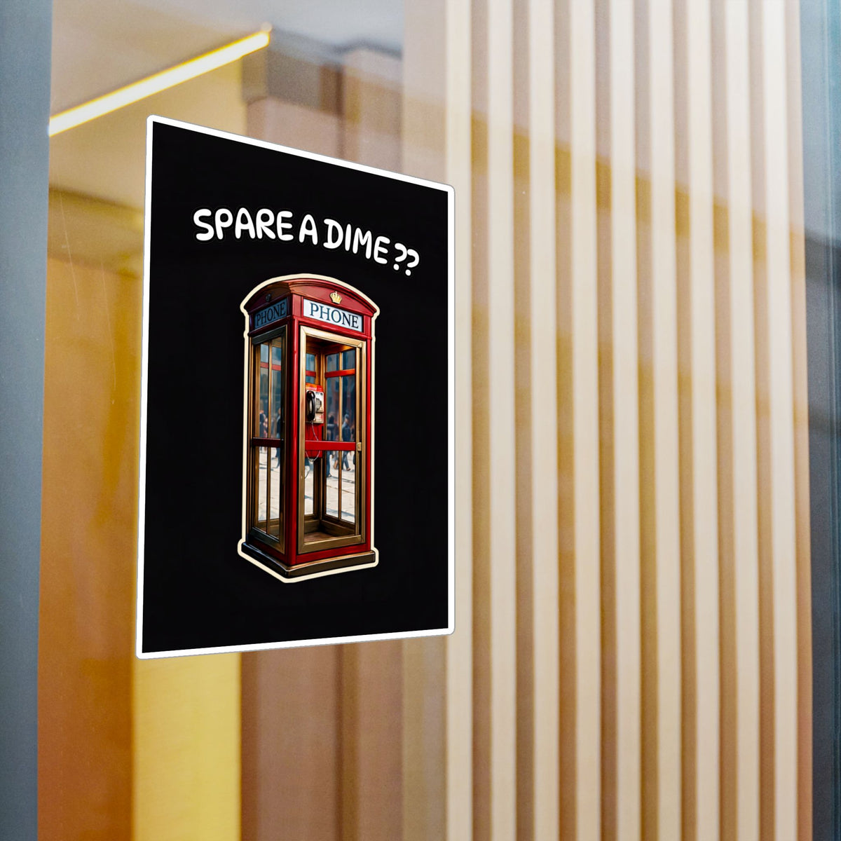 Spare a Dime? Vintage Phone Booth Kiss-Cut Vinyl Sticker