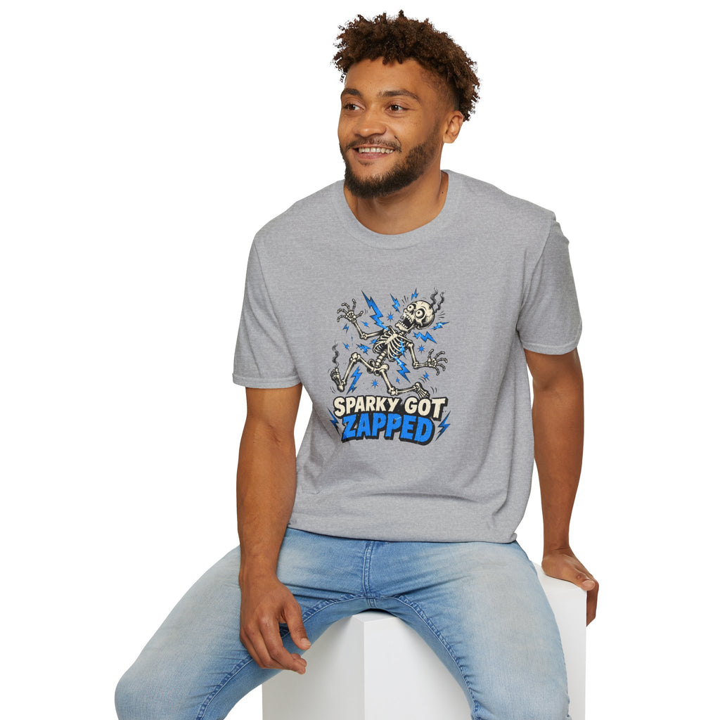 Sparky Got Zapped Skeleton Graphic T-Shirt