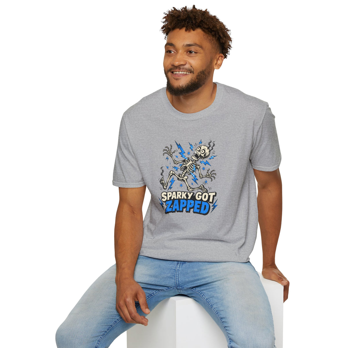 Sparky Got Zapped Skeleton Graphic T-Shirt
