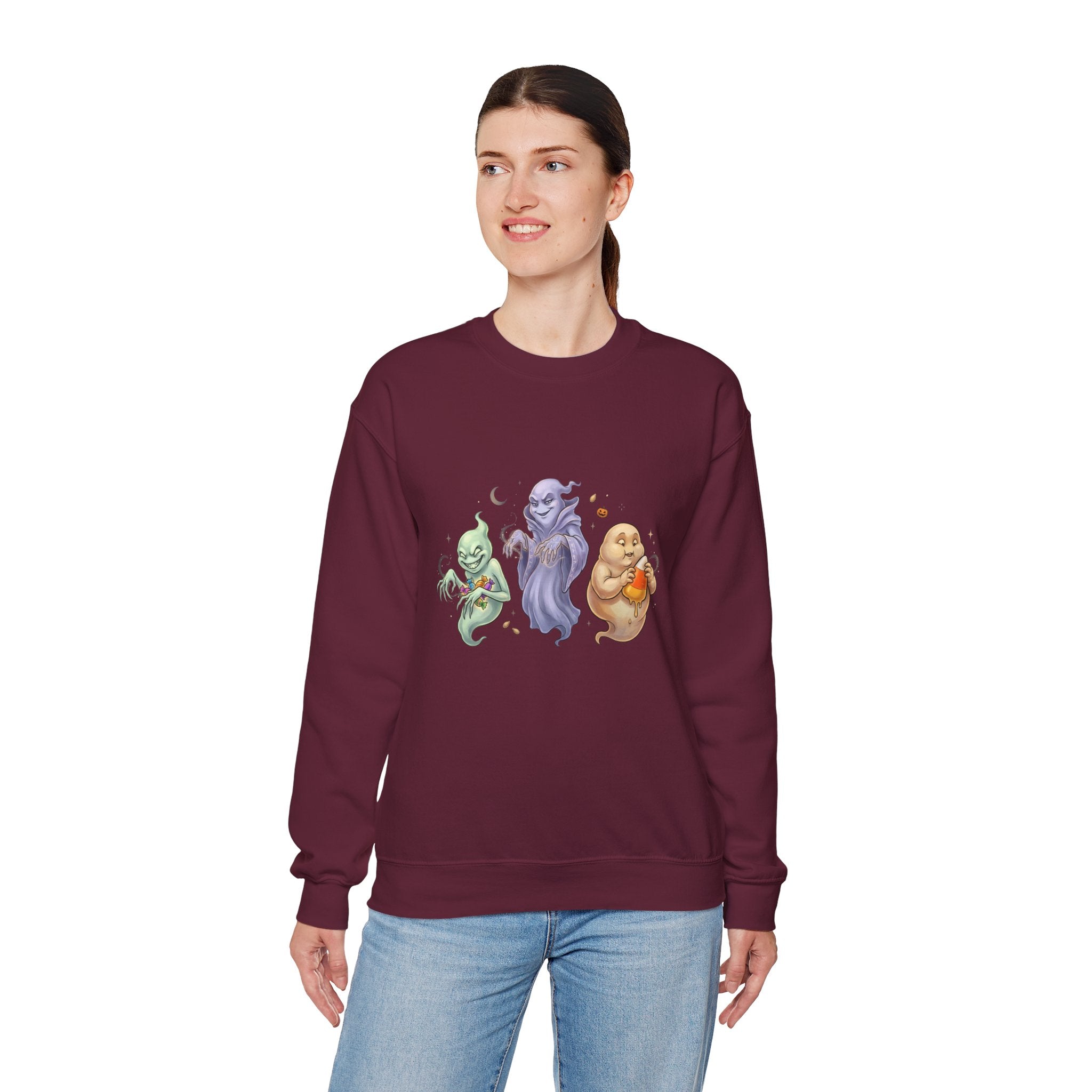 Three Quirky Ghosts Halloween Unisex Heavy Blend Crewneck Sweatshirt