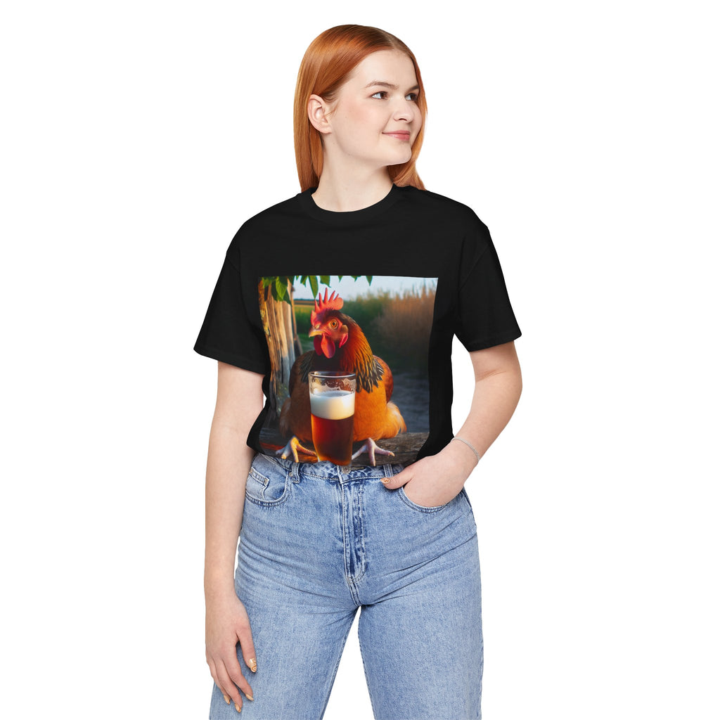 Funny Rooster with Beer Graphic Unisex T-Shirt