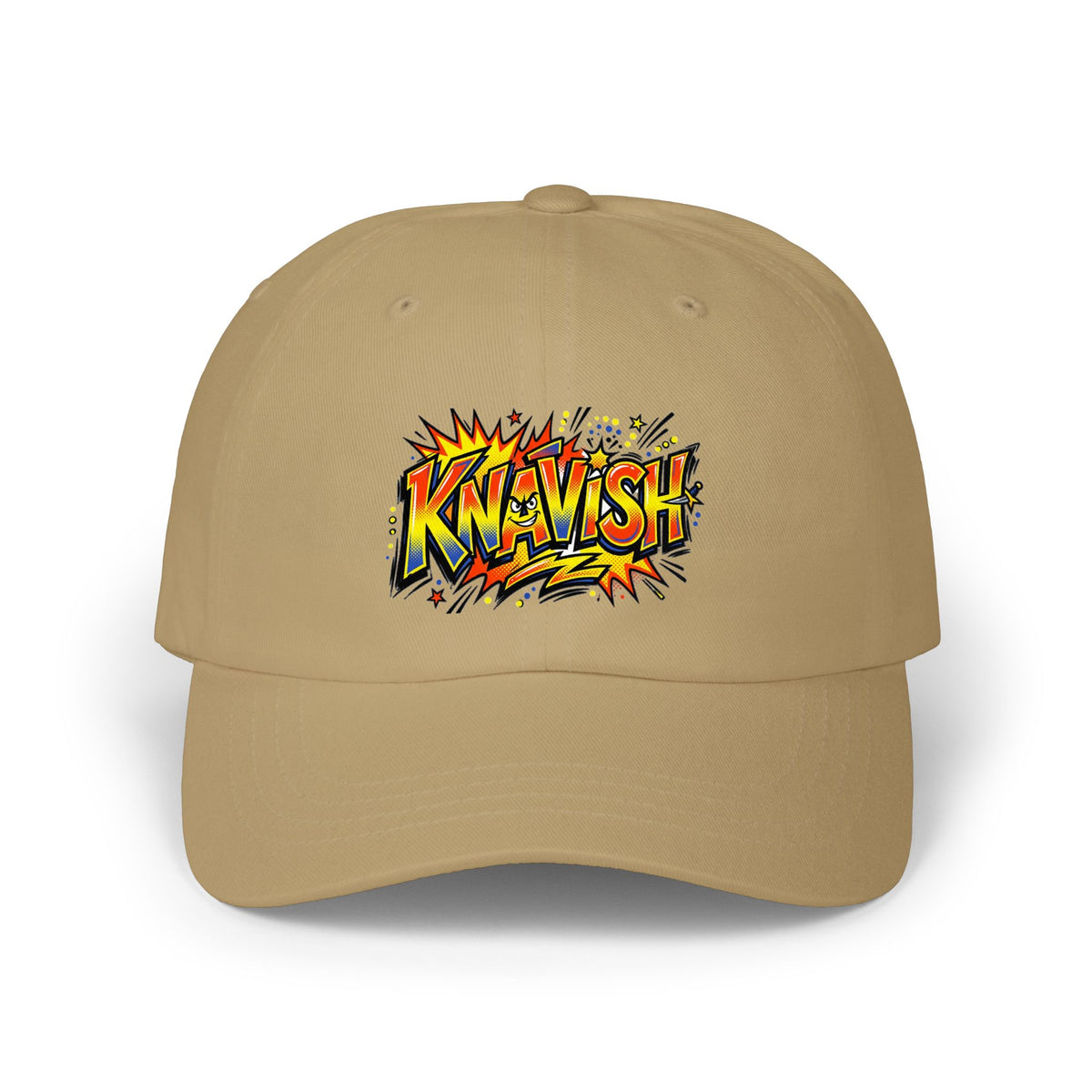 Comic-Style 'KNAVISH' Dad Cap — Retro Pop Art Embroidered Baseball Hat