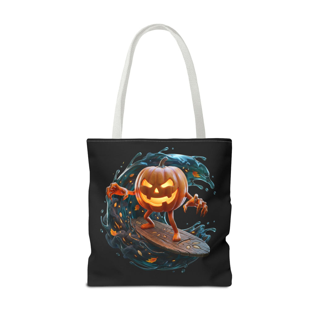 Halloween Pumpkin Surf Tote Bag — Spooky Jack-O'-Lantern Surfing Beach Tote