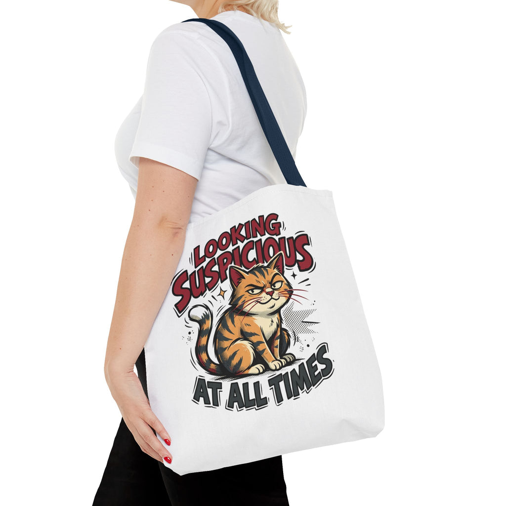 Looking Suspicious Cat Tote Bag - Funny Cat Lover Canvas Shopper