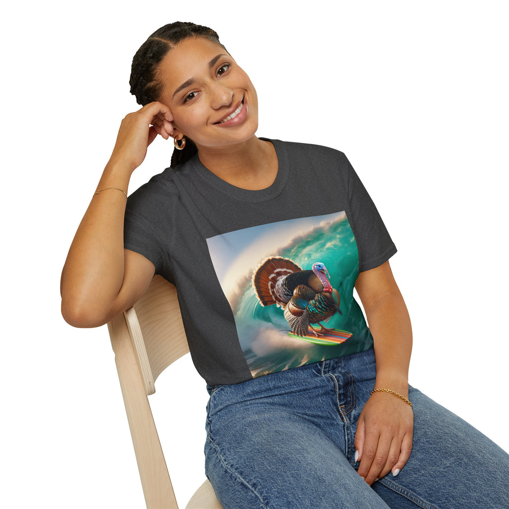 Majestic Surfing Turkey T-Shirt – Thanksgiving Wildlife Graphic Tee