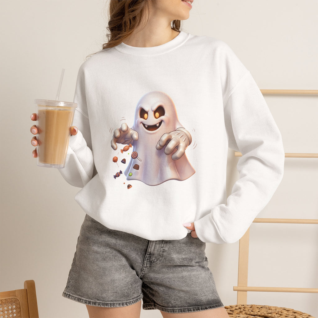Candy Grabber Ghost Halloween Crewneck Sweatshirt
