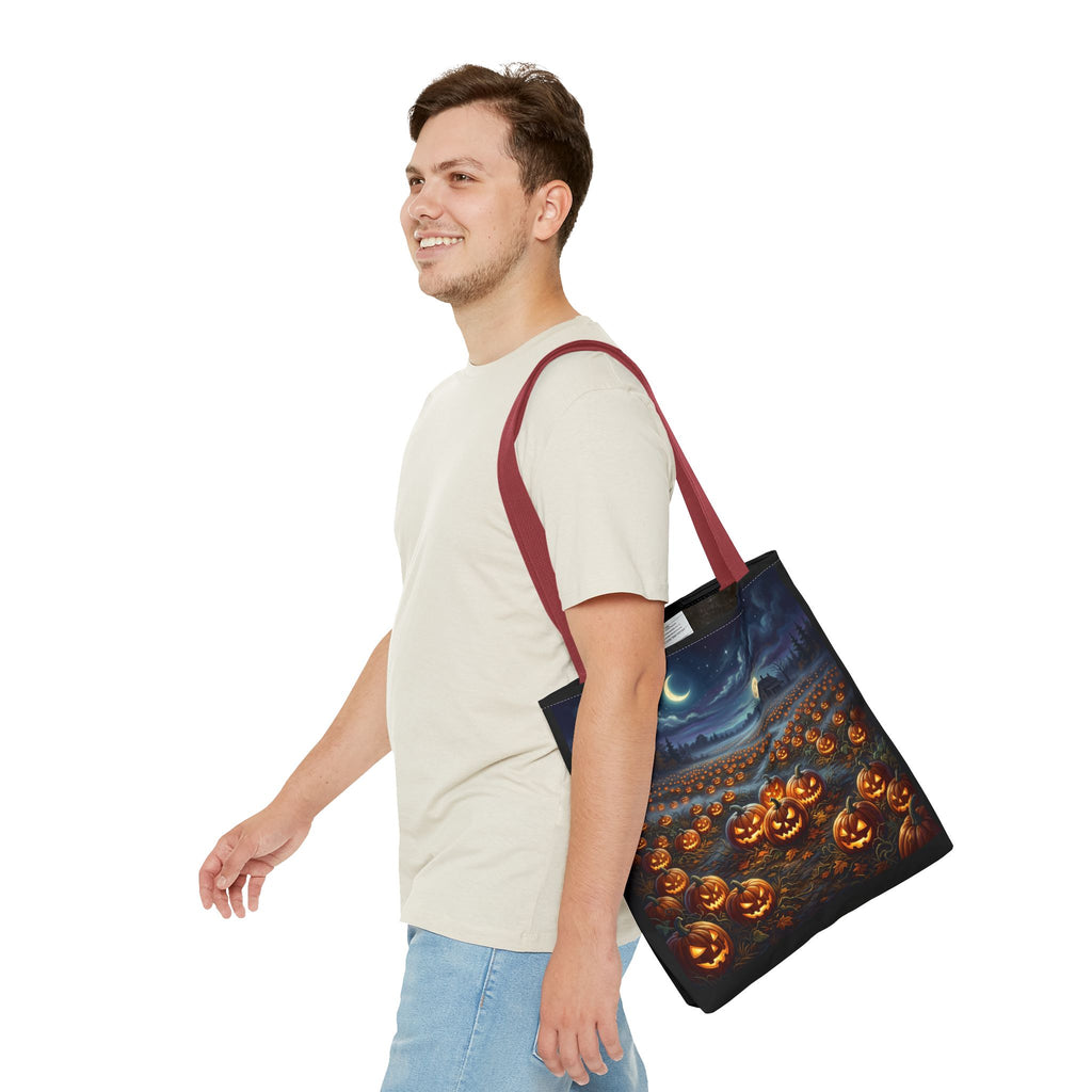 Halloween Pumpkin Patch Tote Bag — Spooky Night Jack-O'-Lantern Canvas Tote