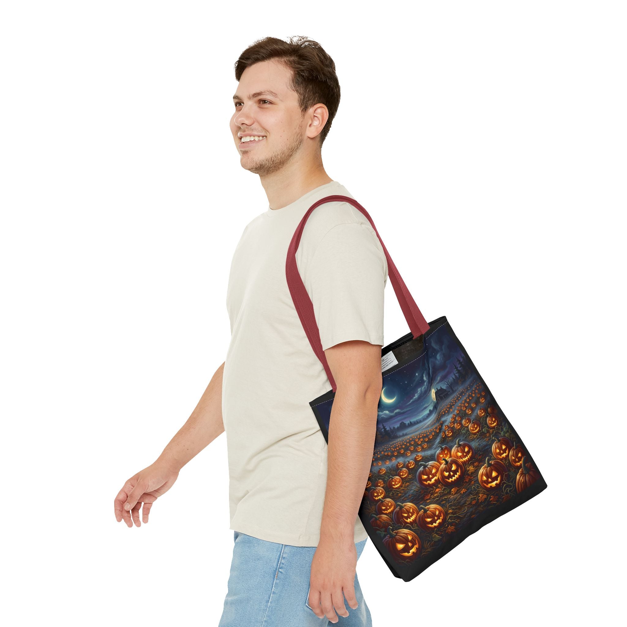Halloween Pumpkin Patch Tote Bag — Spooky Night Jack-O'-Lantern Canvas Tote