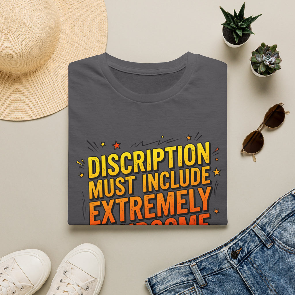 T-Shirt — “Description Must Include Extremely Handsome” Retro Comic Graphic Tee