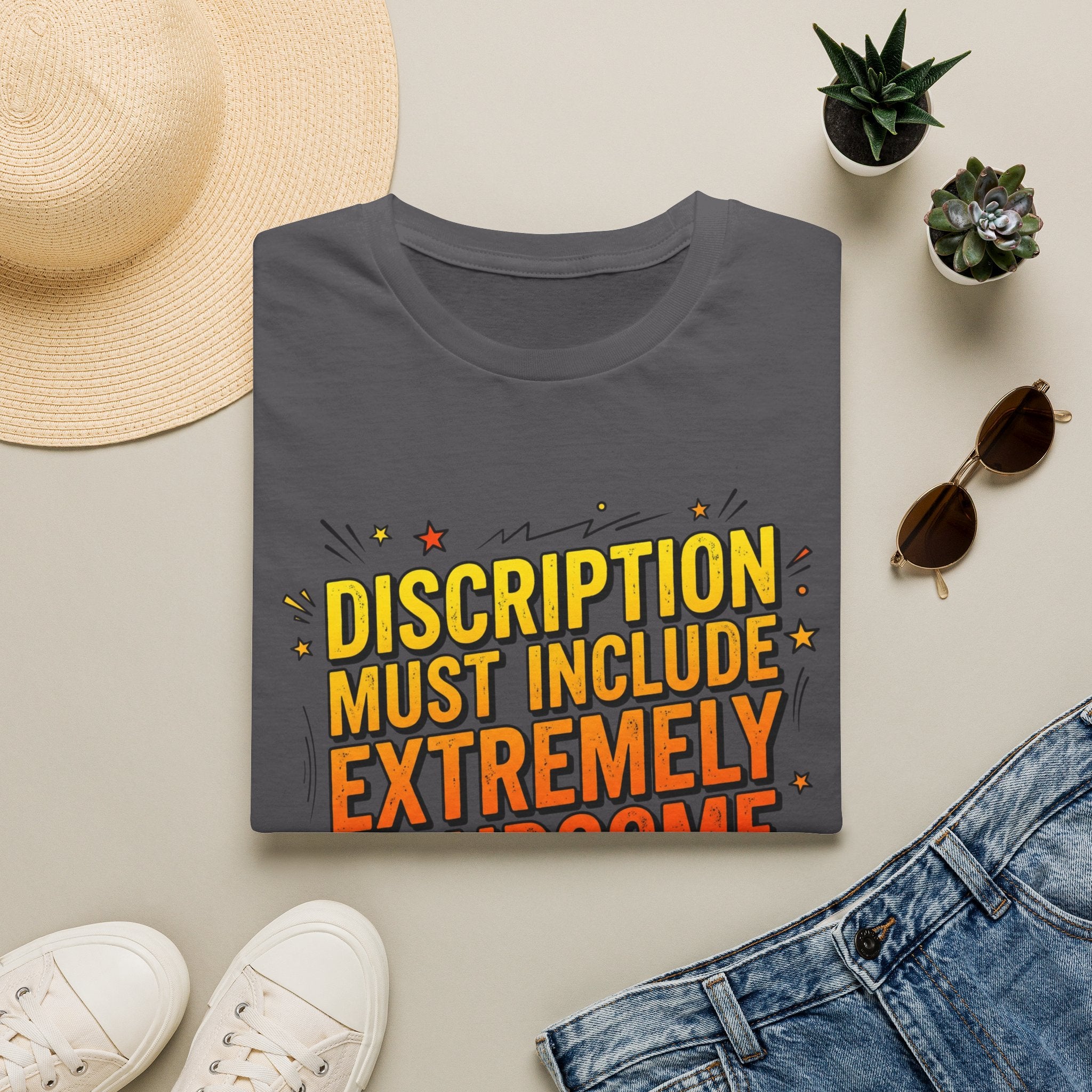 T-Shirt — “Description Must Include Extremely Handsome” Retro Comic Graphic Tee